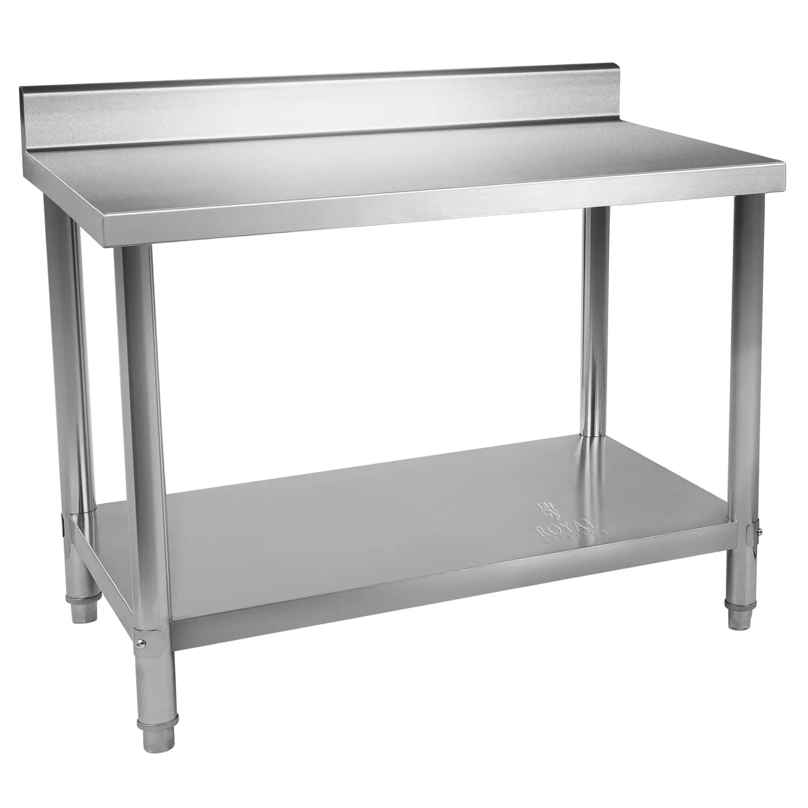 Masă de lucru din oțel inoxidabil - 100 x 60 cm - margine posterioară - 250 kg | RCAT-100/60-N