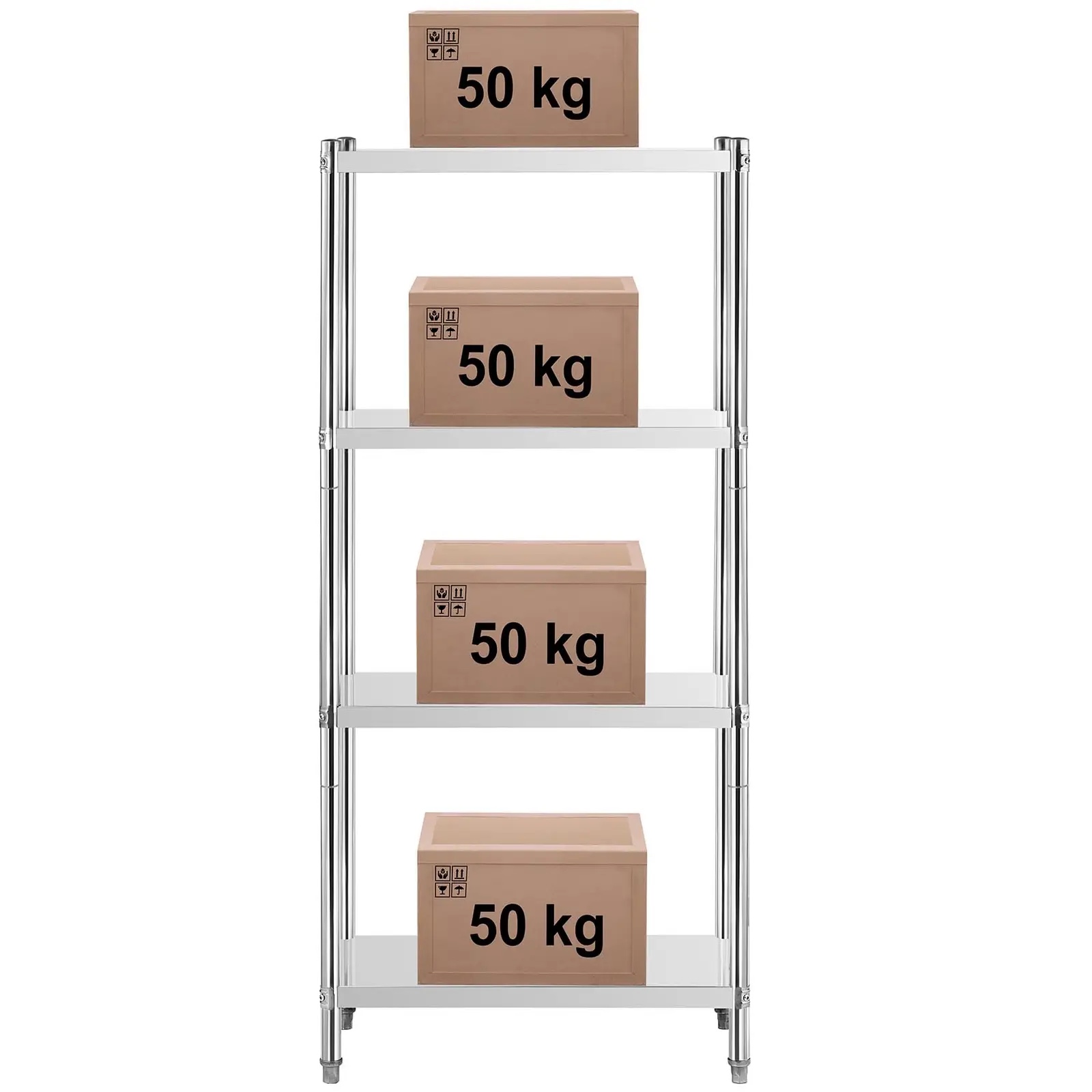 Raft din oțel inoxidabil - 4 polițe - 80 x 40 x 180 cm - 200 kg | RCER-8040