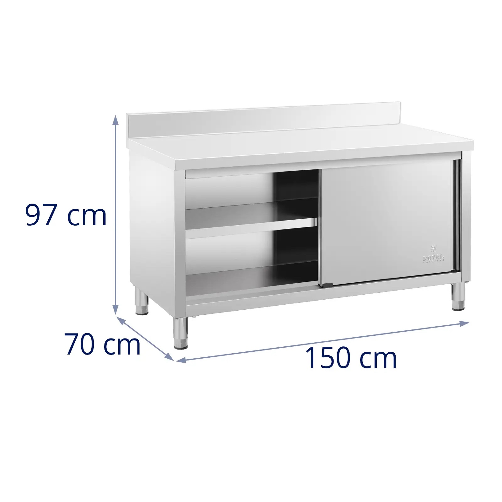 Dulap de lucru - uși glisante - 150 x 70 cm - margine posterioară - 600 kg | RCSSCB-150x70-EB