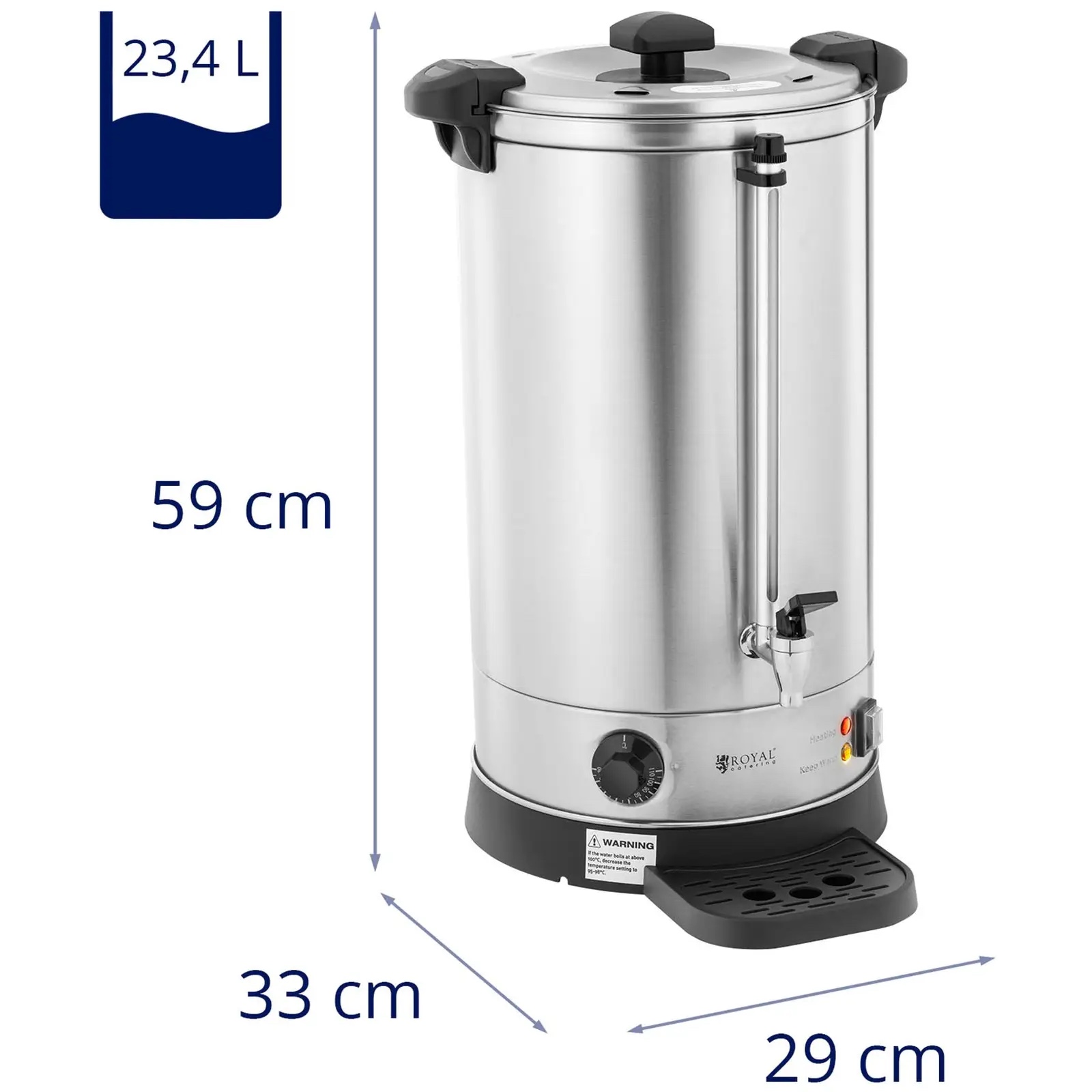 Fierbător de apă - 19,7 l - 2500 W - tavă de scurgere - argintiu | RC-WBDW21
