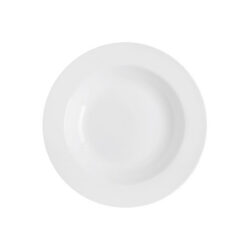 Farfurie adâncă rotundă albă Bistro din porțelan, diametru 23,5 cm, cu margine lată.