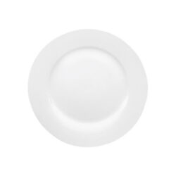 Farfurie plată albă rotundă din porțelan Bistro, diametru 30,7 cm.