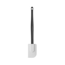 Spatulă albă de silicon pentru bucătărie cu mâner negru, delicată, fără BPA.
