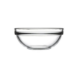 Bol stivuibil din sticlă transparentă, 340 ml, diametru 12 cm, perfect pentru uz gastronomic.