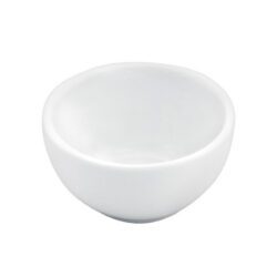 Bol alb rotund din porțelan 7,5 cm pentru servirea sosurilor și dipurilor.