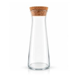 Carafă transparentă din sticlă cu dop de plută și gât îngust, capacitate 1,15 l.