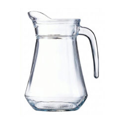 Carafă transparentă din sticlă 1,6 l cu cioc de turnare profilat și mâner, rezistentă la ciobire.