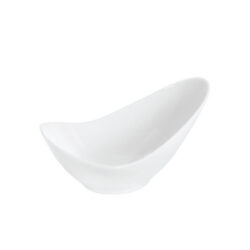 Bol alb din porțelan pentru finger food 80mm, cu suprafață netedă și margine ridicată.