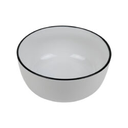 Vas ceramic alb Future cu margine neagră pentru salate, garnituri, deserturi.