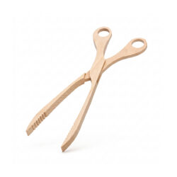 Clește de grătar din lemn natural de 29 cm, cu capete canelate.