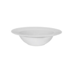Farfurie albă din porțelan pentru paste Ø 23,5 cm, cu centru adânc și margine lată.