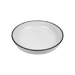 Farfurie semiadâncă albă din porțelan Future Black rim, Ø 24 cm, cu margine neagră.