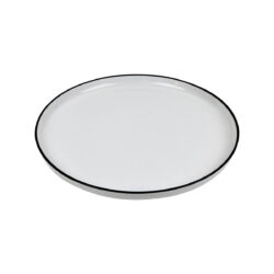 Farfurie rotundă plată din porțelan Future Black rim cu margine neagră, diametru 27 cm.