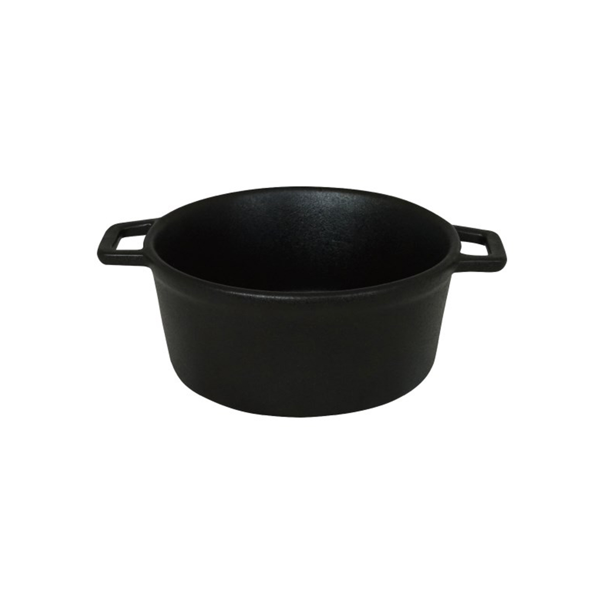 Oală neagră de porțelan cu capac, 0,5 l, imitație fontă, două mânere.
