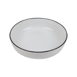 Farfurie adâncă din porțelan Future Black rim, 20 cm, albă cu margine neagră, pentru paste.