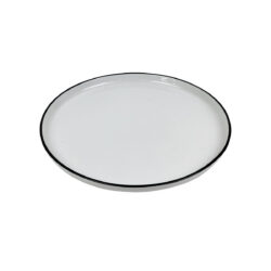 Farfurie plată rotundă din porțelan Future Black rim, 24 cm, cu margine neagră elegantă.