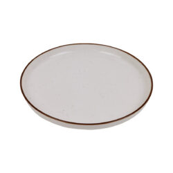 Farfurie plată rotundă ceramică Future Vanilla, 20 cm, vanilie cu margine maro.